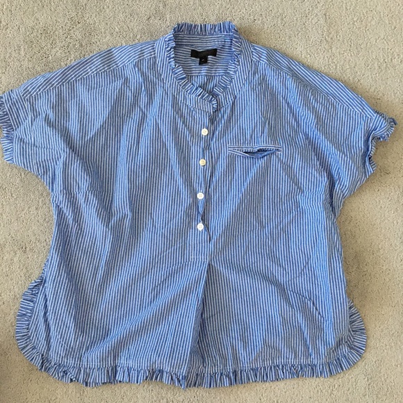 J.Crew Ruffle Trim Popover Short Sleeve Shirt - Picture 2 of 7